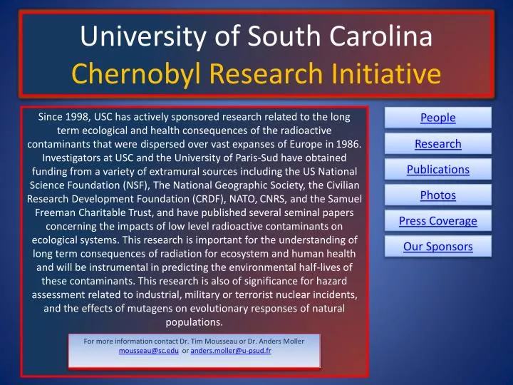 university of south carolina chernobyl research initiative