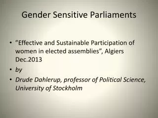 Gender Sensitive Parliaments