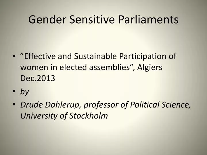 gender sensitive parliaments