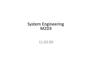 System Engineering	 M2D3