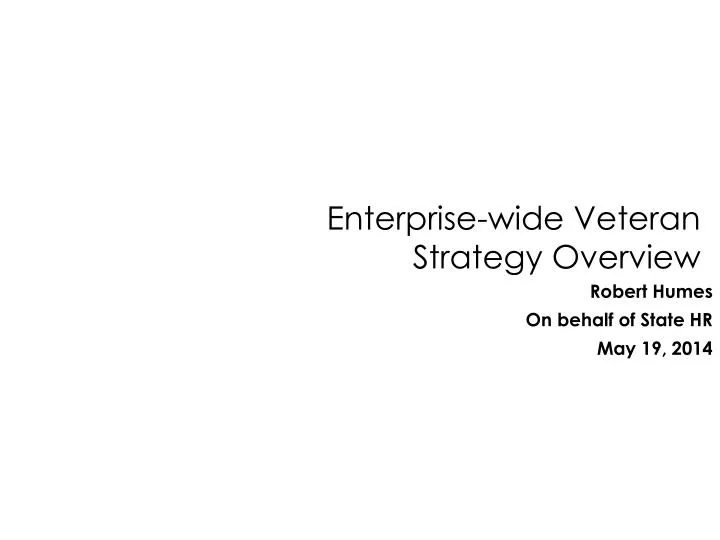 enterprise wide veteran strategy overview