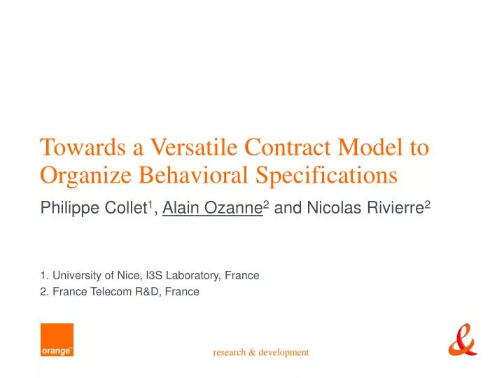 towards a versatile contract model to organize behavioral specifications