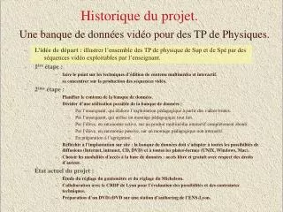 historique du projet