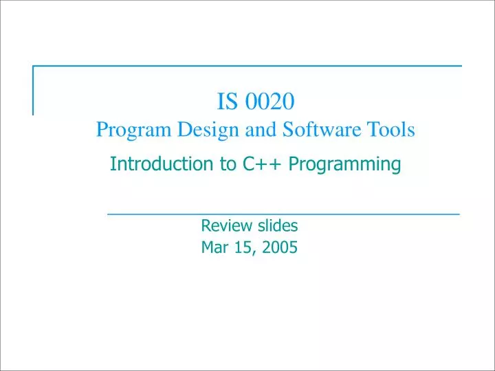 is 0020 program design and software tools introduction to c programming