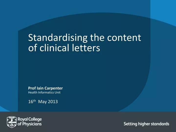 standardising the content of clinical letters