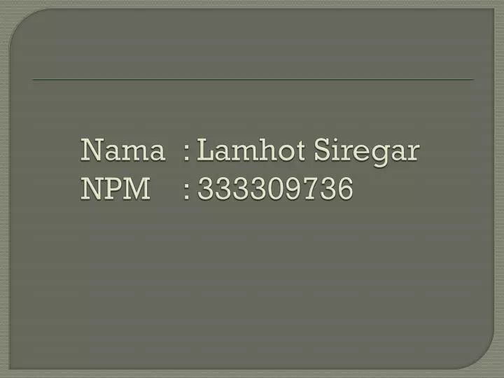 nama lamhot siregar npm 333309736