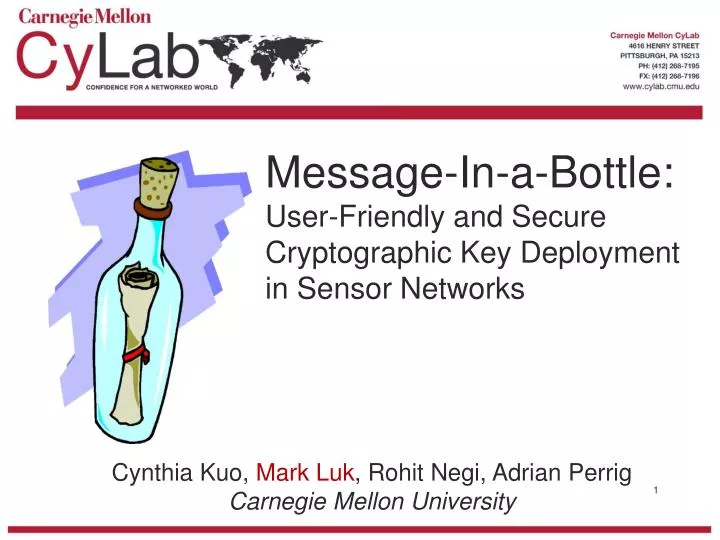 message in a bottle user friendly and secure cryptographic key deployment in sensor networks