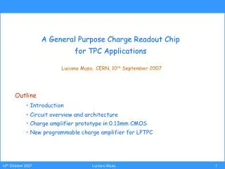 A General Purpose Charge Readout Chip for TPC Applications