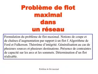 probl me de flot maximal dans un r seau