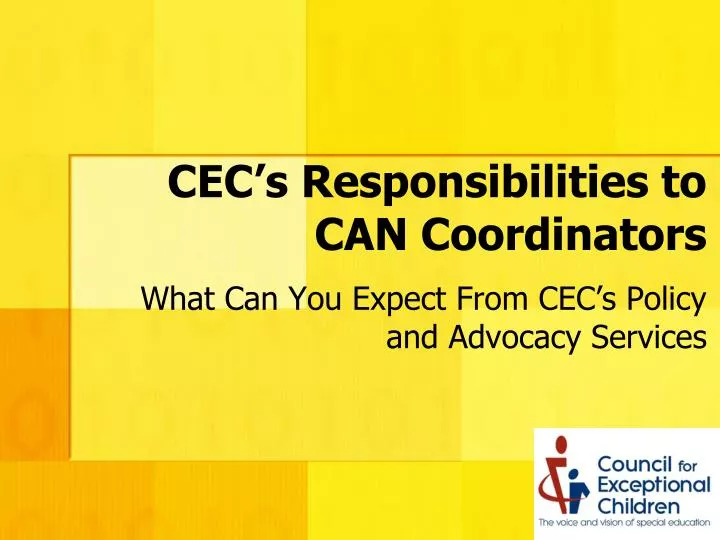 cec s responsibilities to can coordinators