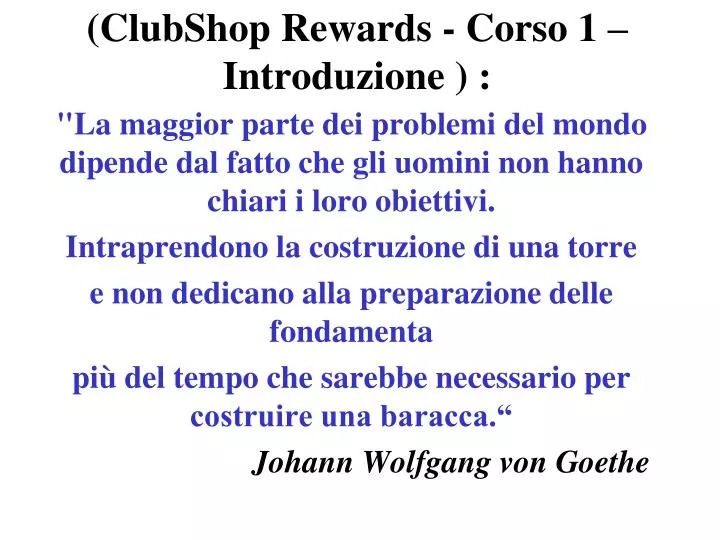 clubshop rewards corso 1 introduzione
