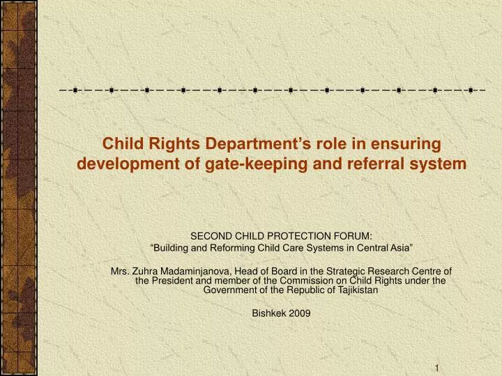 child rights department s role in ensuring development of gate keeping and referral system