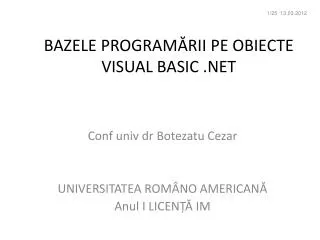 bazele program rii pe obiecte visual basic net
