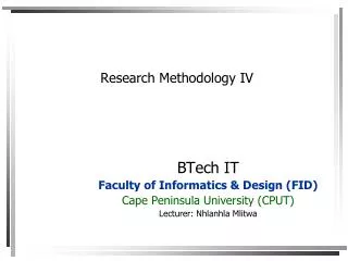 Research Methodology IV
