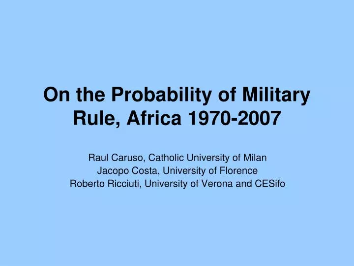 on the probability of military rule africa 1970 2007
