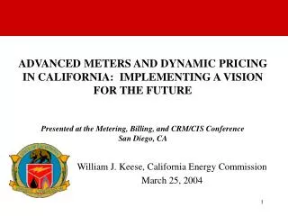 William J. Keese, California Energy Commission March 25, 2004