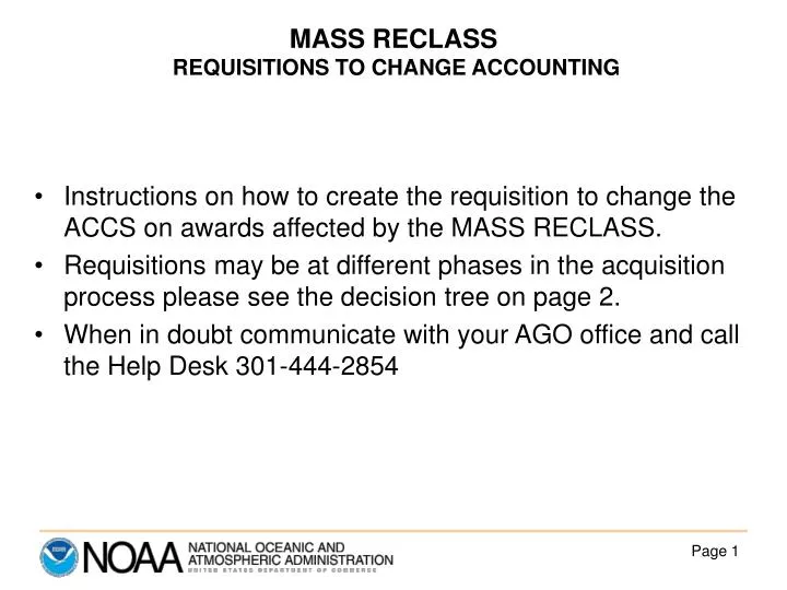 mass reclass requisitions to change accounting