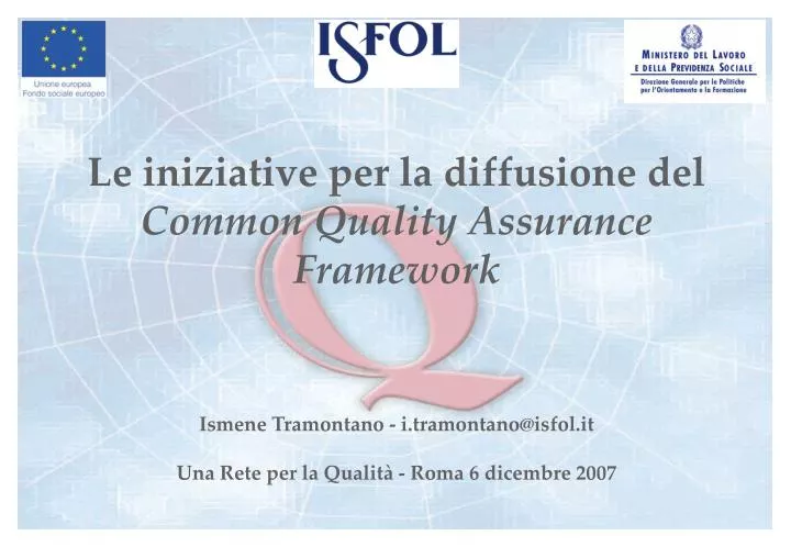 le iniziative per la diffusione del common quality assurance framework