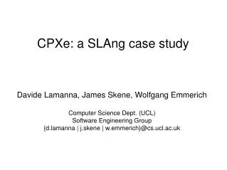 CPXe: a SLAng case study