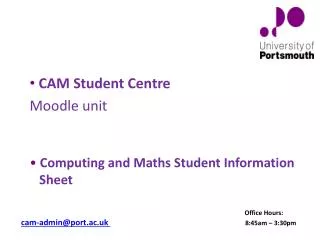 Computing and Maths Student Information Sheet