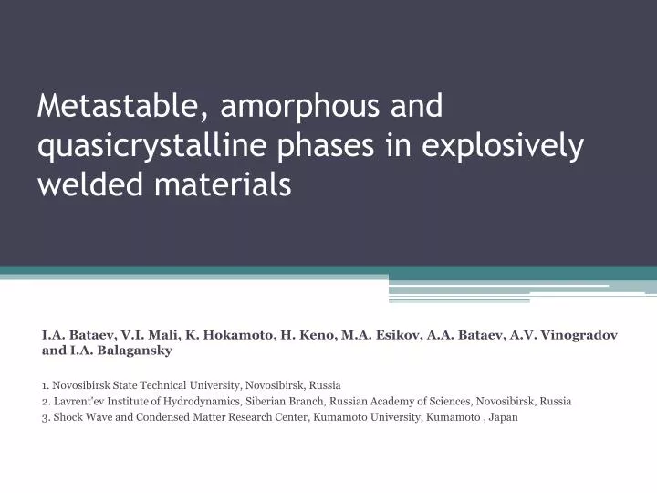 metastable amorphous and quasicrystalline phases in explosively welded materials