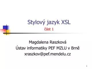 stylov jazyk xsl st 1