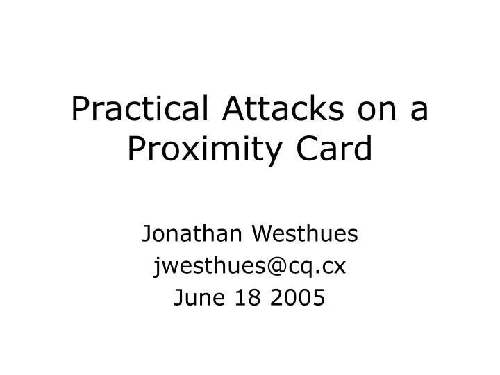 practical attacks on a proximity card