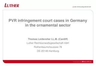 PVR infringement court cases in Germany in the ornamental sector