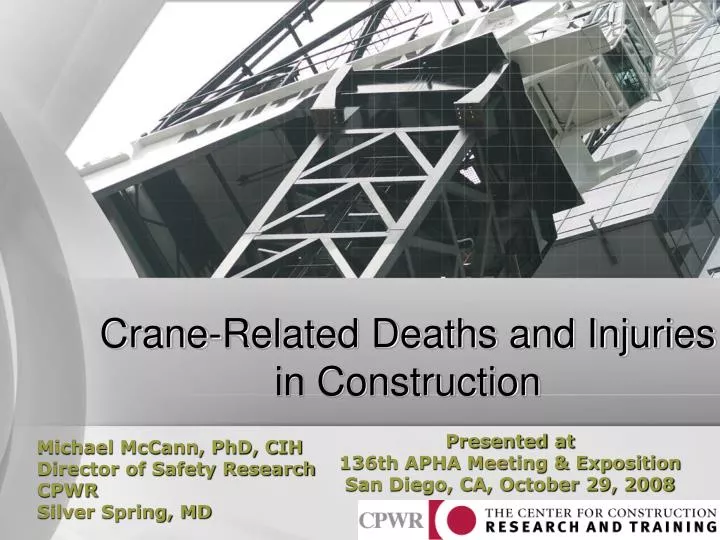 crane related deaths and injuries in construction