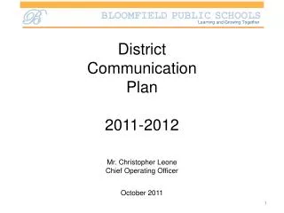 District Communication Plan 2011-2012