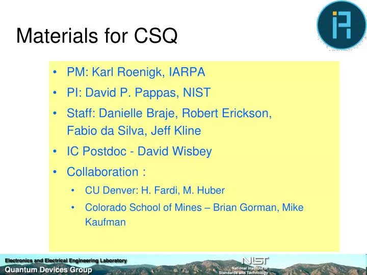 materials for csq
