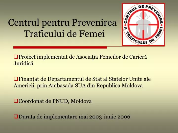 centrul pentru prevenirea traficului de femei