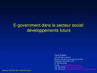 e government dans le secteur social d veloppements futurs