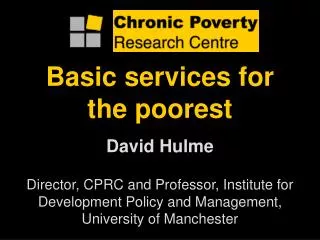 Basic services for the poorest