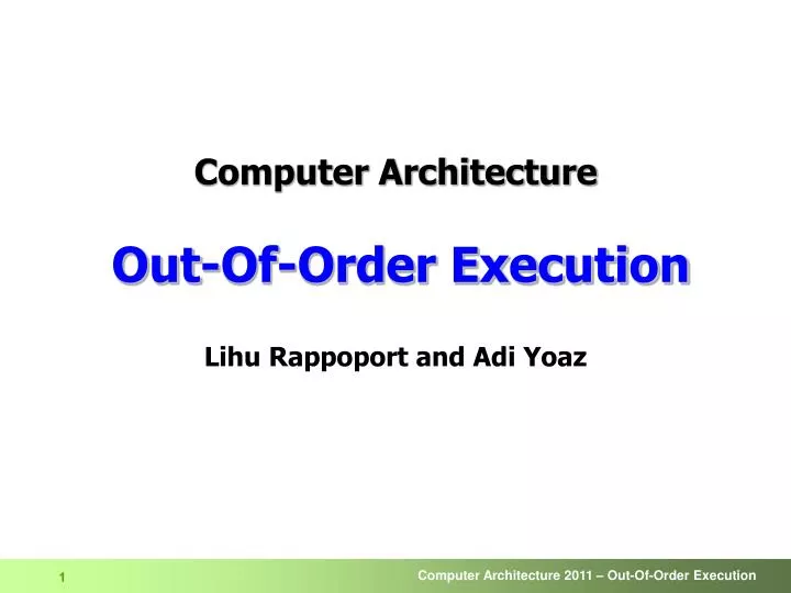 computer architecture out of order execution