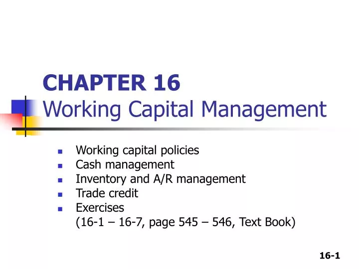 chapter 16 working capital management
