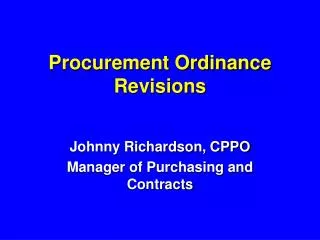 Procurement Ordinance Revisions
