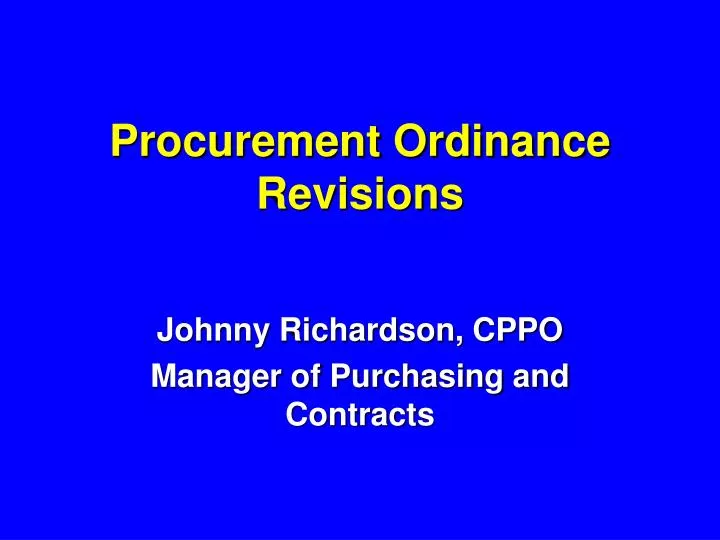 procurement ordinance revisions