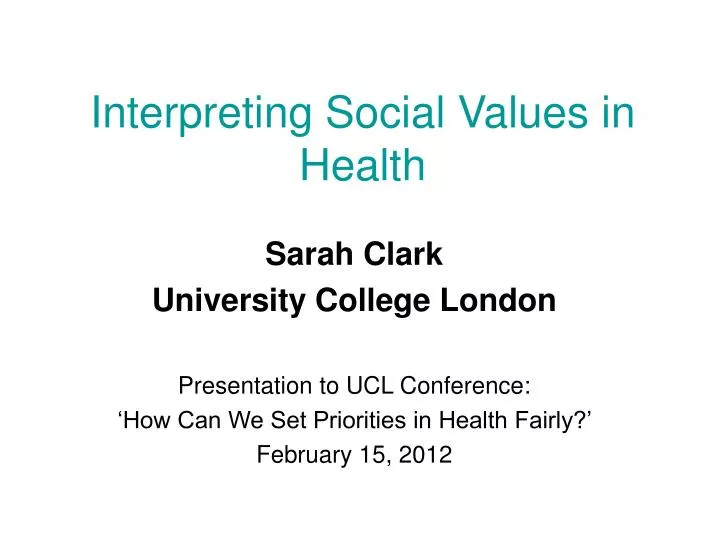 interpreting social values in health