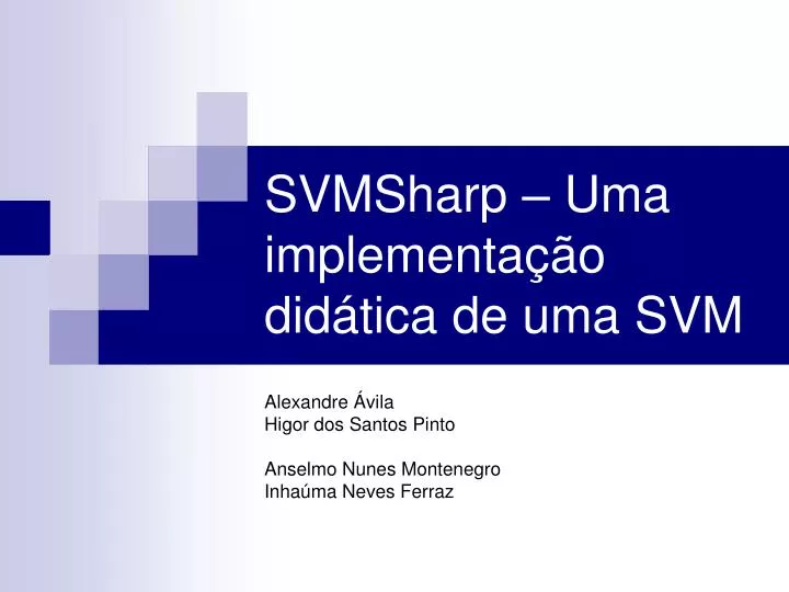 svmsharp uma implementa o did tica de uma svm