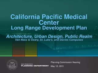California Pacific Medical Center Long Range Development Plan