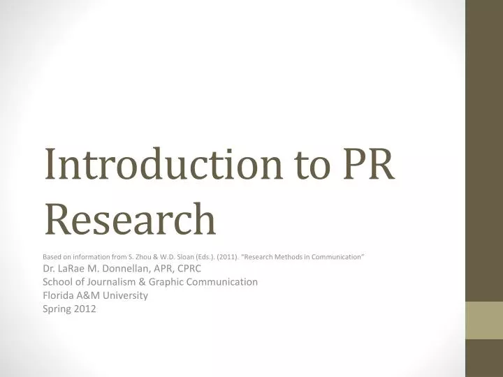 introduction to pr research