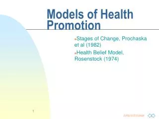 models of health promotion