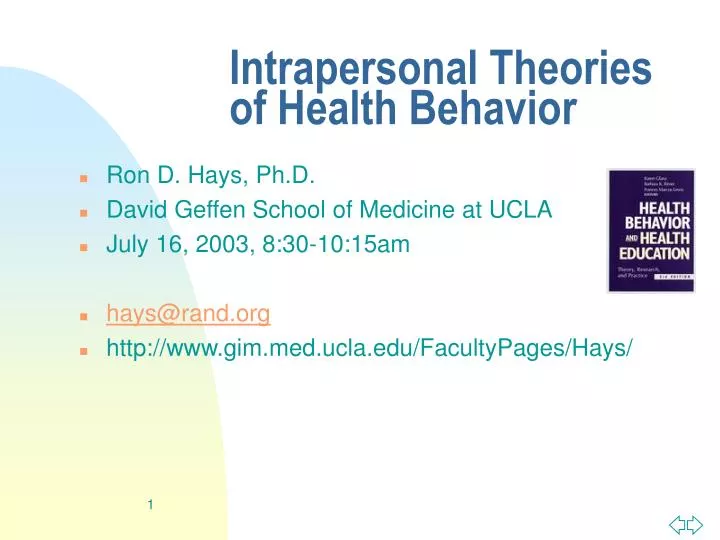 intrapersonal theories of health behavior