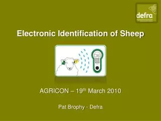 Electronic Identification of Sheep