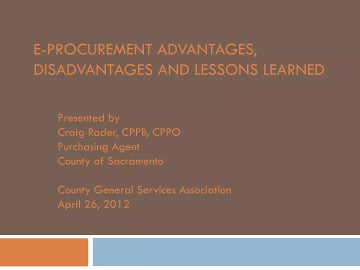 e procurement advantages disadvantages and lessons learned