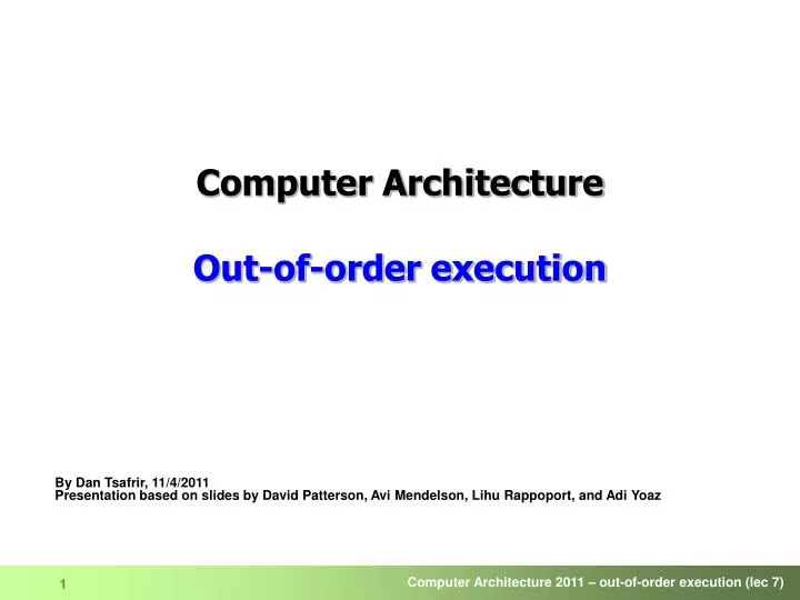 computer architecture out of order execution