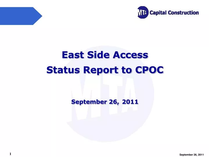 east side access status report to cpoc september 26 2011