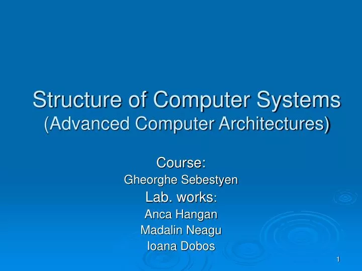 structure of computer systems advanced computer architectures