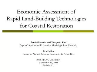 Economic Assessment of Rapid Land-Building Technologies for Coastal Restoration